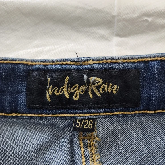 Indigo Rein Women's Distressed Denim Mini Skirt - Blue - Picture 5 of 7